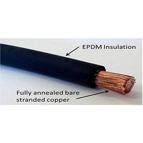 6 Gauge 6 AWG 10 Feet Red + 10 Feet Black Welding Battery Pure Copper Flexible Cable + 10pcs of 3/8" Tinned Copper Cable Lug Terminal Connectors + 3 Feet Black Heat Shrink Tubing