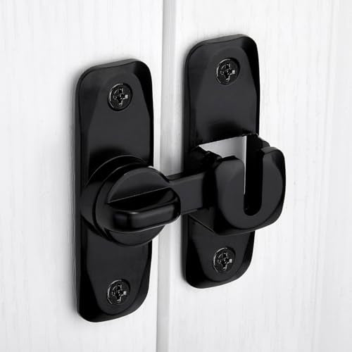 INIRET Black Barn Door Lock 90/180 Degree Adjustable Latch - Model B, Black
