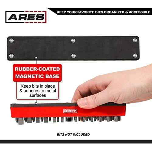 ARES 60011 - Red 37 Hole Hex Bit Organizer with Strong Magnetic Base - Keep Your Favorite Specialty, Drill, Tamper & Quick Change Bits Conveniently Organized and Accessible