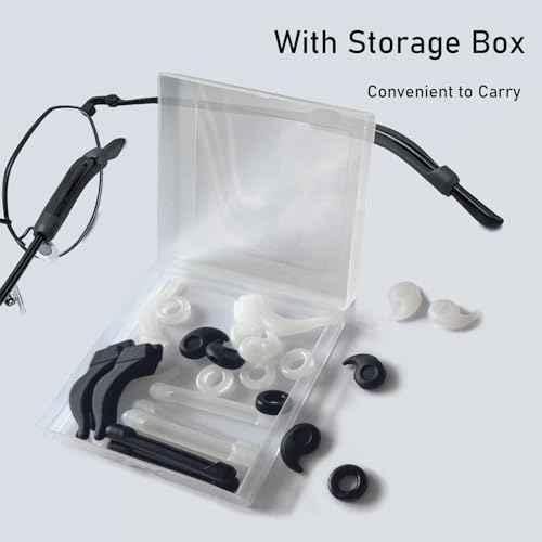 Eyeglasses Ear Grippers Set, 16 Pairs Anti Slip Eyeglasses Grip for Behind the Ear, Comfortable Silicone Eyeglass Holder for Sunglasses Presbyopia Glasses Sports Glasses