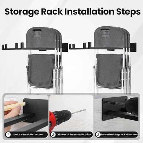 4 Pack Folding Chair Storage Rack,Folding Chair Rack,garage organizer wall mount,tool hangers for garage wall