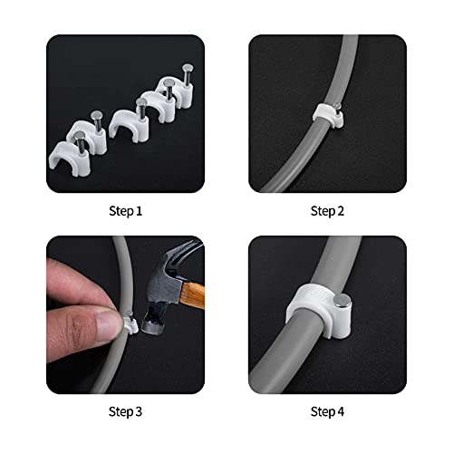 Abnii Cable Nail Clips 400 Pcs 4/6/8/10mm Wall Wire Cable Management Clips White