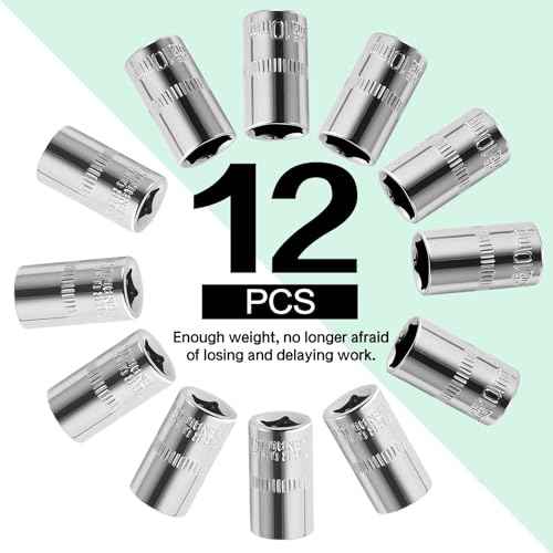12-Piece Durable 1/4" Drive 10mm Socket Set ? Shallow, 6-Point, Cr-V Steel & Corrosion-Resistant