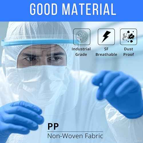 Hazmat Suit Disposable Full Body Hazmat Suit PPE with Protective Face Shield, Face Mask, Nitrile Gloves and Shoe Covers
