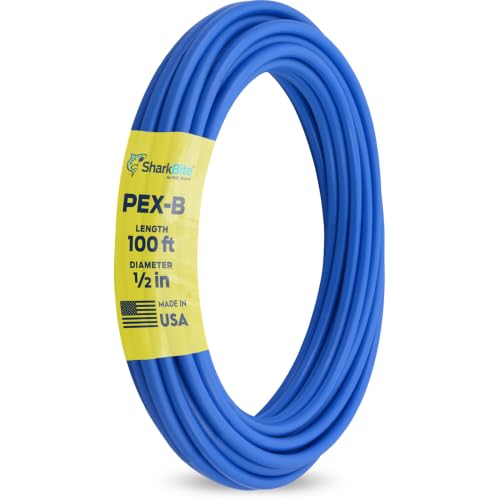 SharkBite 1/2 Inch x 100 Feet Blue PEX-B Flexible Water Pipe Coil, Made in USA