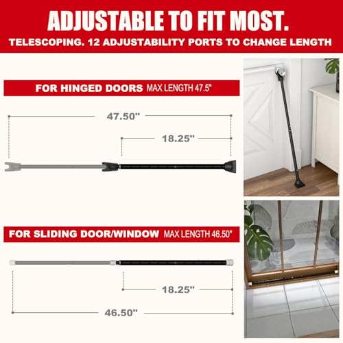 Securityman 2-in-1 Door & Sliding Patio Door Security Bar - Black, Pack of 1