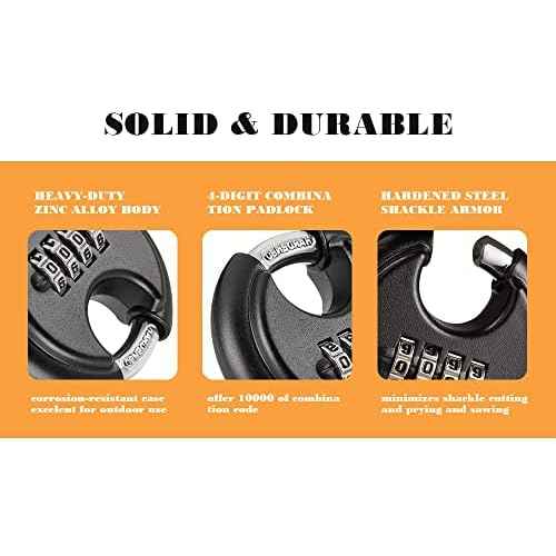 70mm Combination Discus Lock£¬ Disc Padlock Combination for Garage, Outdoor Fence, Shed, Storage Unit, Trailer, 1 Pack