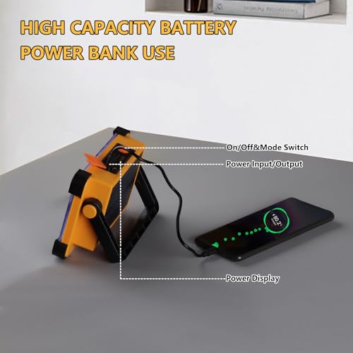 YXQUA 120W Solar Rechargeable Work Light Yellow 144 LED 10000LM IP65