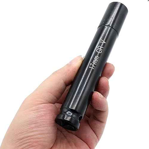 1/2" Drive by 17mm Deep Impact Socket, Heat-Treated CR-V Steel 6" Length, 6-Point Metric Size (17mm)