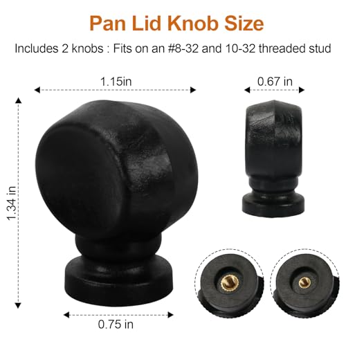 Farberware Lid Knob Replacement 2-Pack | #8-32 & 10-32 Stud Fits Fry Pans & Skillets