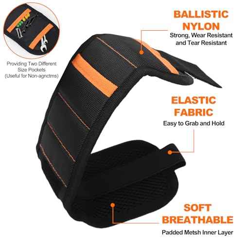 Magnetic Wristband for Tools (2-Pack) - Tool Belt for Men & Women - Heavy Duty 20-Magnet for Hands-Free DIY & Construction, Holds Screws, Nails, Bits - Ideal Gift for Handyman, Husband, Dad, Grandpa