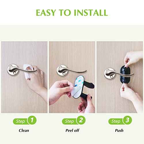 Child Proof Door Lever Lock, 2 Pack Door Locks for Kids Safety, Door Knob Child Proof, Baby Proofing, 3M Adhesive, Door Handle Child Proof, Baby Safety Locks for Toddlers (Black)