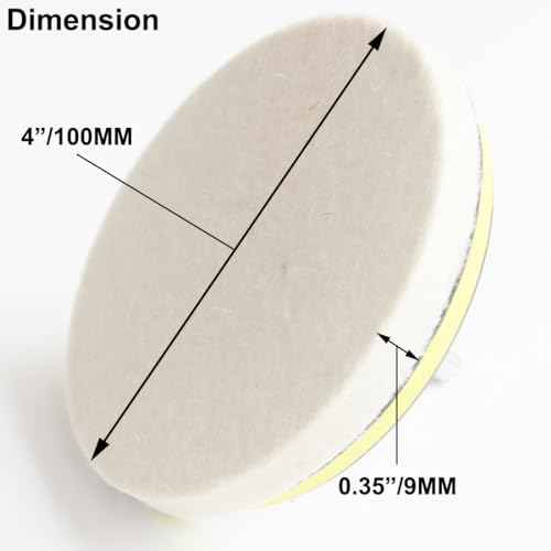 5pcs 4 Inch Wool Felt Polishing Pads, Wool Polishing Pad Buffing Wheels Flocking Hook & Loop Back for Random Orbital Sander
