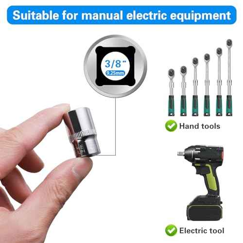 8-Piece 13mm Shallow Sockets, 3/8-Inch Drive, 6-Point, Corrosion Resistance, Compatible with Standard Ratchet Wrenches and Tools
