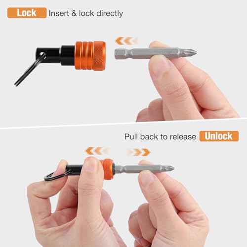 Bit Holder 1/4 Inch Hex Shank 6Pcs, Drill Bit Holder Aluminum Alloy, Quick Release Screwdriver Nut Driver Drill Bit Extension Screw Adapter with Black Keychain Carabiner Tool Gifts for Men by XIOGZAXI
