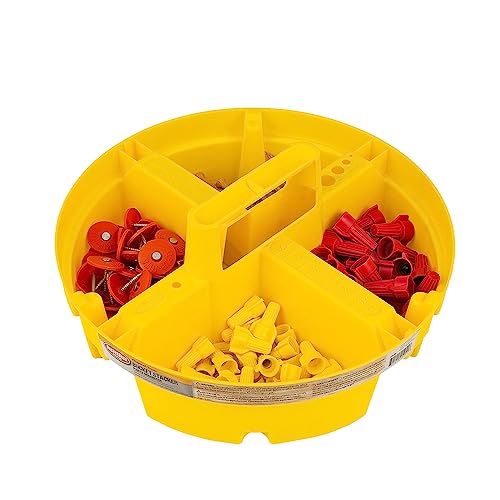 Bucket Boss Bucket Stacker Small Parts Organizer (1 Pack) 4-Compartment Yellow, 5 Gallon Bucket Insert