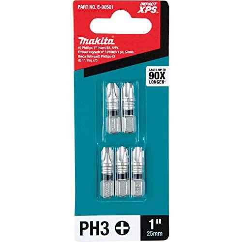 Makita E-00561 Impact XPS¢â #3 Phillips 1" Insert Bit, 5/pk