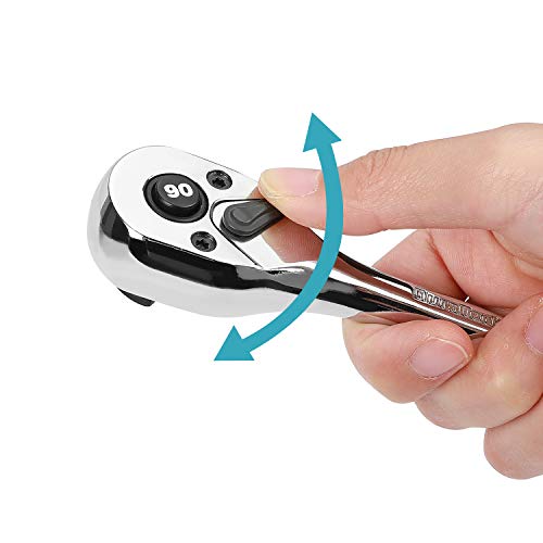 DURATECH 3/8-Inch Drive Ratchet Wrench 90-Tooth Quick-Release Polished Chrome
