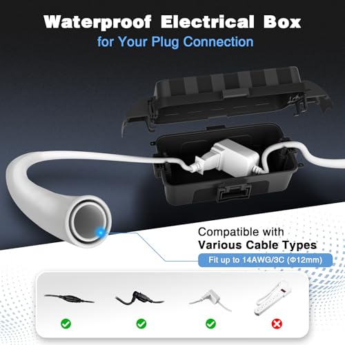 FLEMOON Black IP55 Outdoor Waterproof Electrical Box for Outdoor Plug - 1 Pack