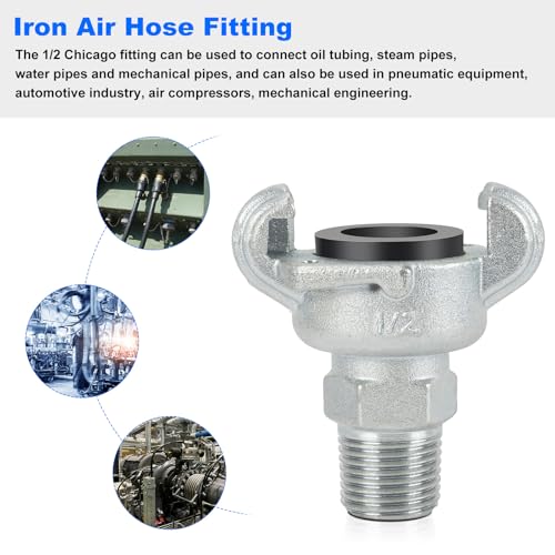 Air Hose Fitting Replacement Chicago Air Fitting 1/2, NPT Male End Chicago Air Fitting, 0.5" Iron 2 Lug Universal Coupling