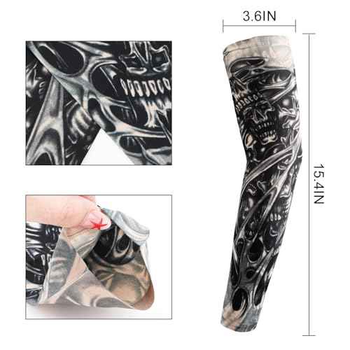 YARIEW Tattoo Sleeves for Men, 6Pcs Fake Tattoos Sleeves to Cover Arms Sun Protection Sleeve Covers for Men and Women (Set 10)