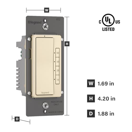 Legrand Radiant Digital Countdown Timer Switch 4-Settings Light Almond 1PK