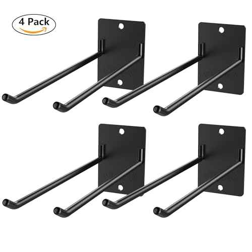 4 Pack Garage Storage Organizer for Tool Organization Heavy-Duty Solid Steel Wall Hanger for Garden Tools - Shovel Holder, Rake Broom Yard Wall Mount Hooks - Overhead Garage Storage Rack