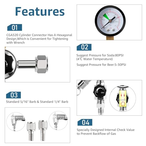 Hgkeke Green High Pressure CO2 Regulator Dual Gauge 0-120 PSI for Kegerator CGA320