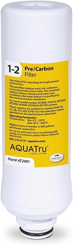 AquaTru Classic Pre/Carbon Filter Replacement for Smart & Under Sink Models – Yellow Variant