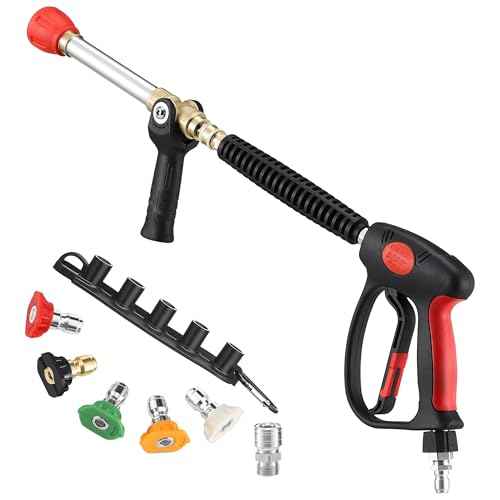 RIDGE WASHER Pressure Washer Gun 5000 PSI, Long Range Nozzle and Shooter Tip Twist Nozzle, 27 Inch Power Washer Gun Swivel with Stainless Steel Extension Wand
