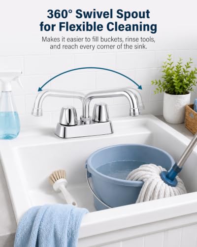 4-Inch Centerset Utility Sink Faucet with 3/4-Inch Spout Thread, Chrome