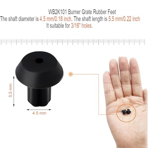 WB2K101 16-Pack Rubber Feet for GE/Kenmore/KitchenAid Gas Range Stovetop Grates 3/16" Posts