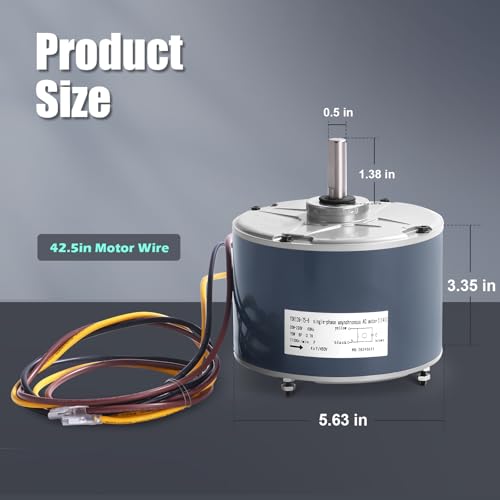Bbsjujnn 1/10 HP Condenser Fan Motor 208-230V 1100RPM Replacement for HVAC
