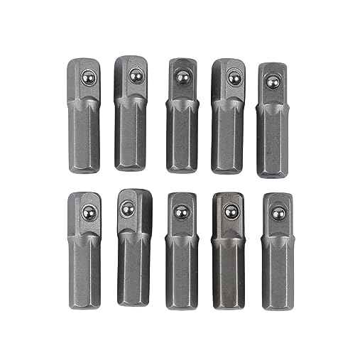 10PCS Replacement Part for M.C: Impact Socket Extension Adapter Converter Set - 1/4" Hex Shank to Square Drive 25mm | Chrome Vanadium Steel Tools for Power Drill, Driver Bit & Cordless Screwdriver