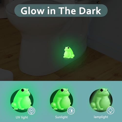 White Frog Toilet Bolt Covers - Glow in the Dark Bathroom Decor (2 Pack)