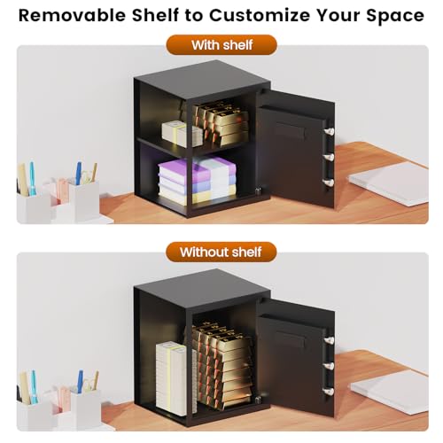 FOWORE 2.5 Cuft Fireproof Waterproof Home Safe with Alarm & Removable Shelf