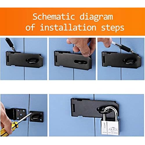 Padlock Hasp 4 Inch Door Hasp Latch Lock Stainless Steel Padlock Clasp Black Hasp Lock Gate Hasp with Fixing Screw for External Doors Window Cabinet Pet Cage