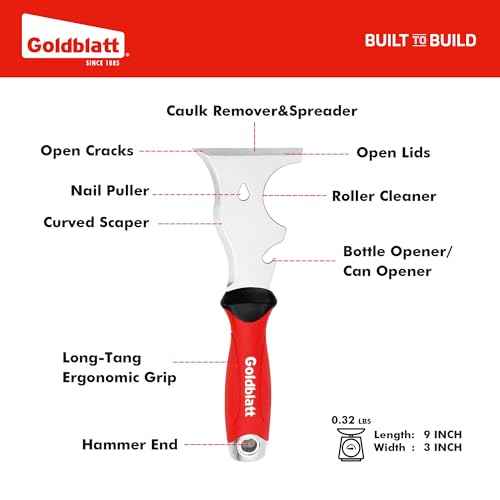 Goldblatt 9-in-1 Paint Scraper Tool, Heavy Duty Stainless Steel Putty Knife Scraper with Metal Hammer End, Multi-Use Painters Tool for Wood, Painting, Drywall
