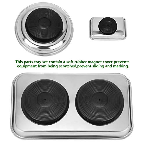 VASTOOLS Magnetic Tray Holder 3pc - 9.5x5.5in Tray + 6in Bowl + 3.75x2.5in Mini Tray, Stainless Steel