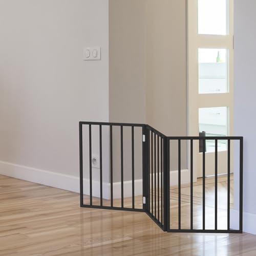 PETMAKER Black 3-Panel Foldable Indoor Dog Gate - 54x24 Inch Freestanding Pet Fence