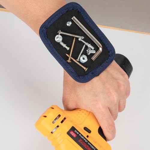 Tool Belt Suspenders for Men, Adjustable Padded Carpenter Tool Belt with Magnetic WristBand Multifunctional Pouch Pocket for Construction Workers (Black)