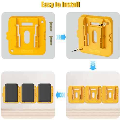6 Pack Battery Mount Holder Compatible for Dewalt 20V 60V Battery Dock Holder Fit for DCB200 DCB203 DCB206 Batteries