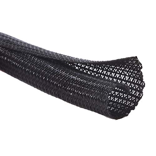 10ft Black Split Cable Sleeve Wire Loom Tubing 1/2 Inch Cord Protector for USB Power Audio Video