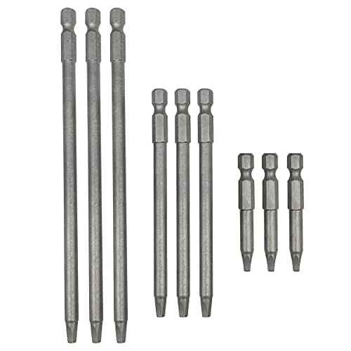 Set of 9 Pieces Magnetic SQ2 Square Head Screwdriver Bits 1/4 Inch Hex Shank Square Drive Bit Security Electric Screw Driver Drill Bit for Electric Hand Screwdrivers, 50/100/150mm Length
