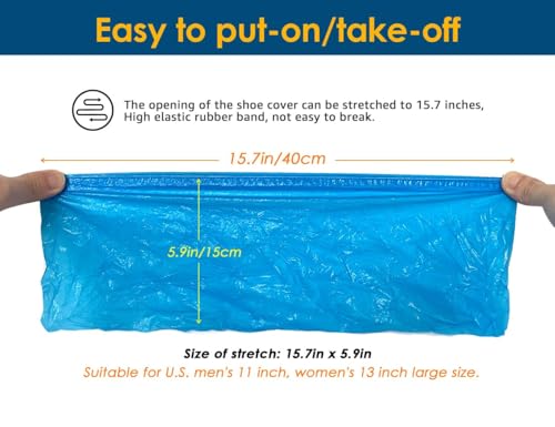 OGUNUOKI Disposable Plastic CPE Shoe Covers Non-Slip Waterproof 50 Pairs