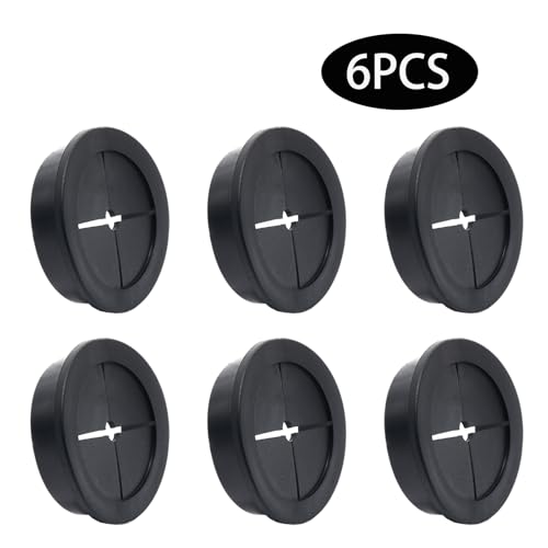 Adyoney 6 Pack 45mm Black Cable Grommets - Rubber Wire Management Inserts