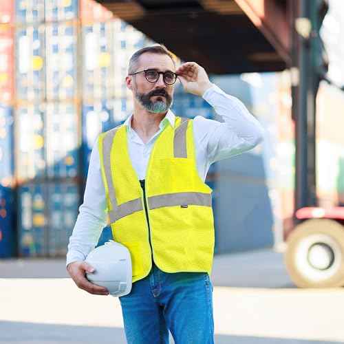 AYKRM 2 Pockets Reflective Safety Vest High Visibility Class II Mesh Vest for Women & Men Meets ANSI Standards