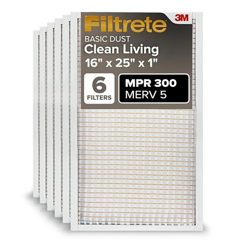 Filtrete 16x25x1 MERV 5 Air Filter 6-Pack for Furnace & AC - Pleated Dust Defense