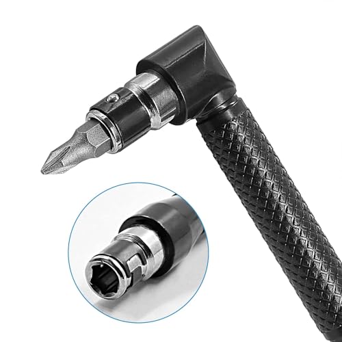 90 Degree Drill Attachment - Right Angle Screwdriver Extension,11.6-Inch Flexible Soft Shaft with 10 Interchangeable Bits,Power Drill Accessory Kit(12-Piece)