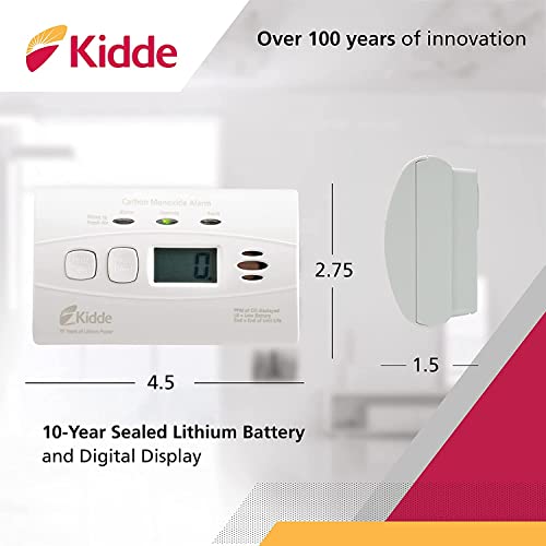 Kidde Carbon Monoxide Detector 10-Year Battery Pack with Digital Display & 3rd Edition
